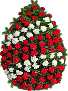 Coroana funerara mare din garoafe rosii