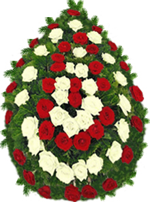 Coroana funerara cu medalion din trandafiri