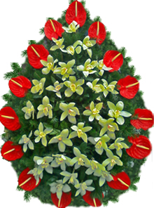 Coroana funerara cu anthurium si orhidee