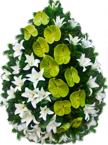 Coroana funerara cu crini si anthurium