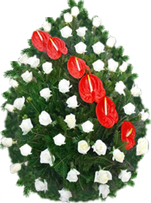 Coroana funerara din garoafe albe