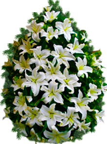 Coroana funerara cu trandafiri si iris