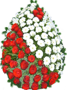 Coroana funerara rotunda cu trandafiri si orhidee