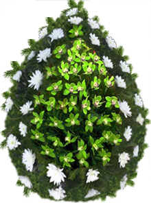 Coroana funerara cu crizanteme si orhidee