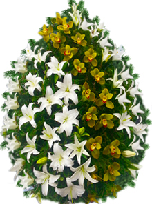 Coroana funerara mare din trandafiri