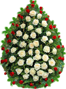 Coroana funerara cu medalion din trandafiri