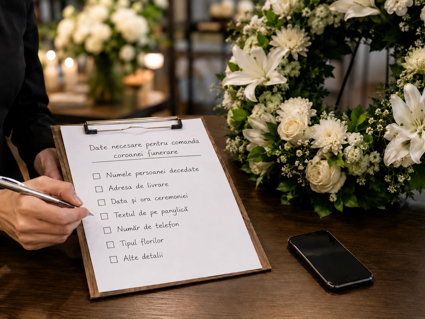 date necesare pentru comanda coroanei funerare