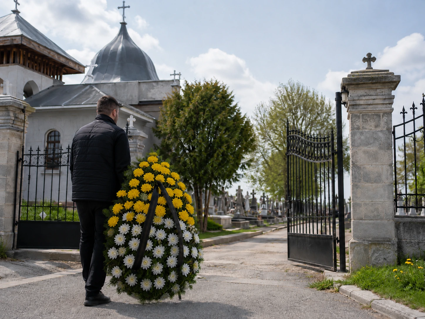 coroane funerare livrate la Biserica Sfinții Apostoli