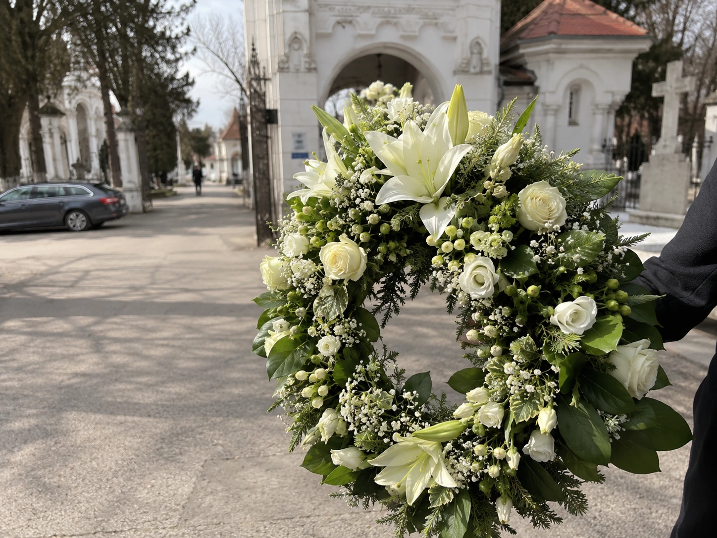 coroane funerare livrate la Cimitirul Izvorul Nou