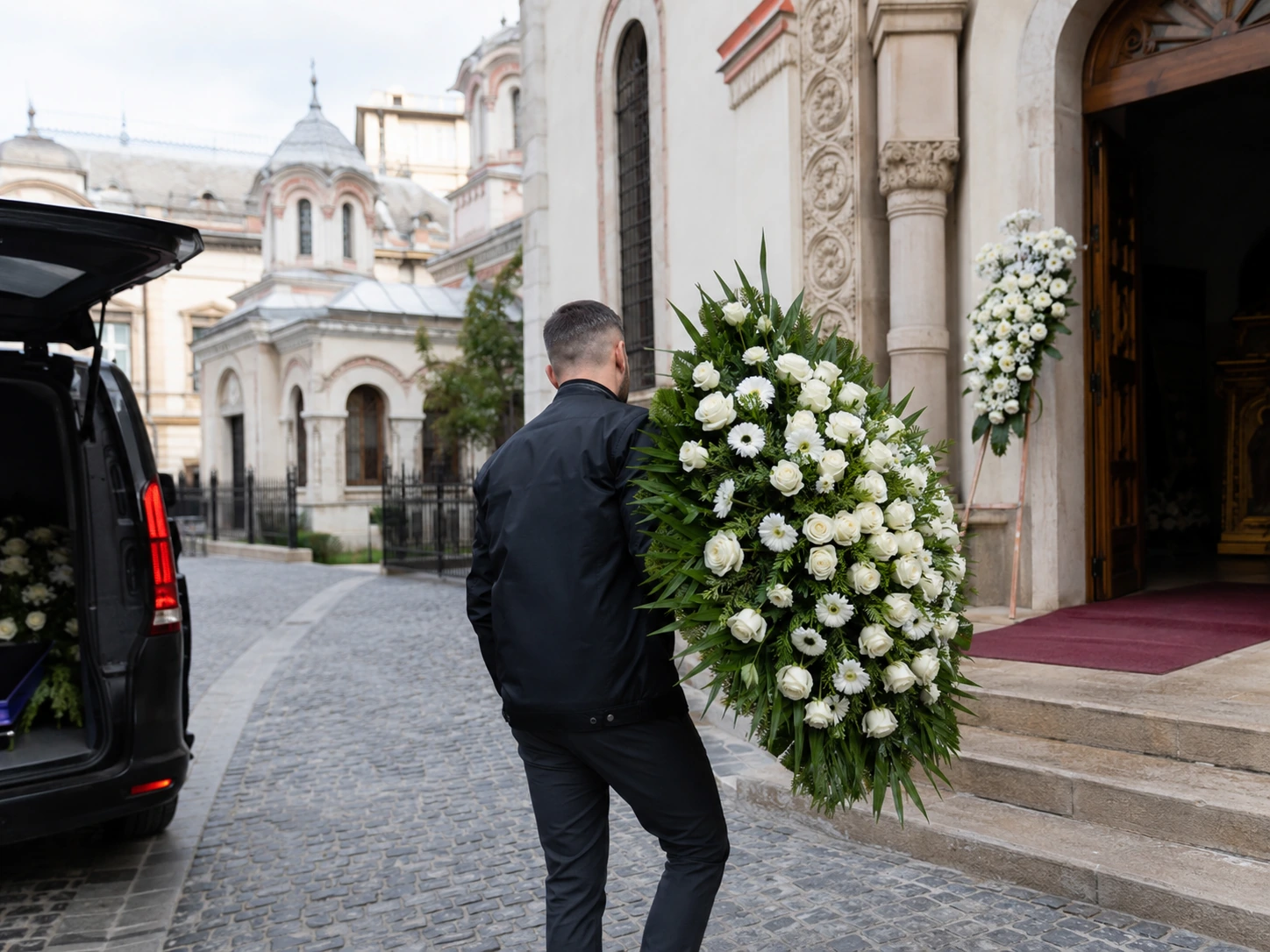 coroane funerare livrate la biserică