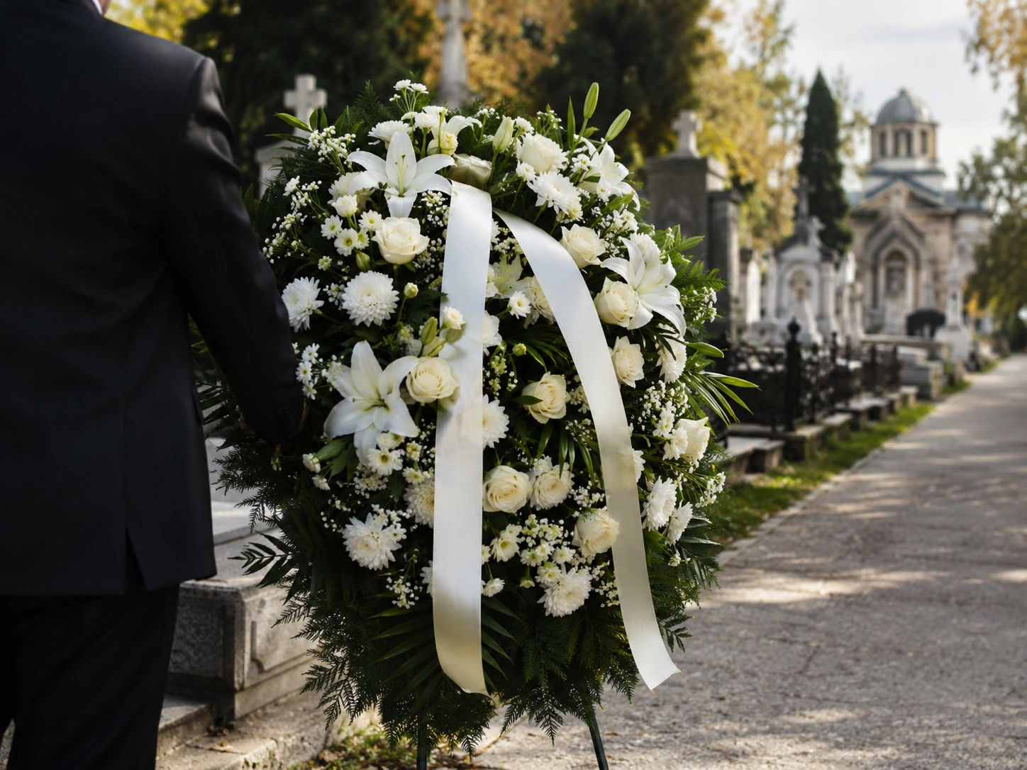 coroane funerare livrate la cimitir în București