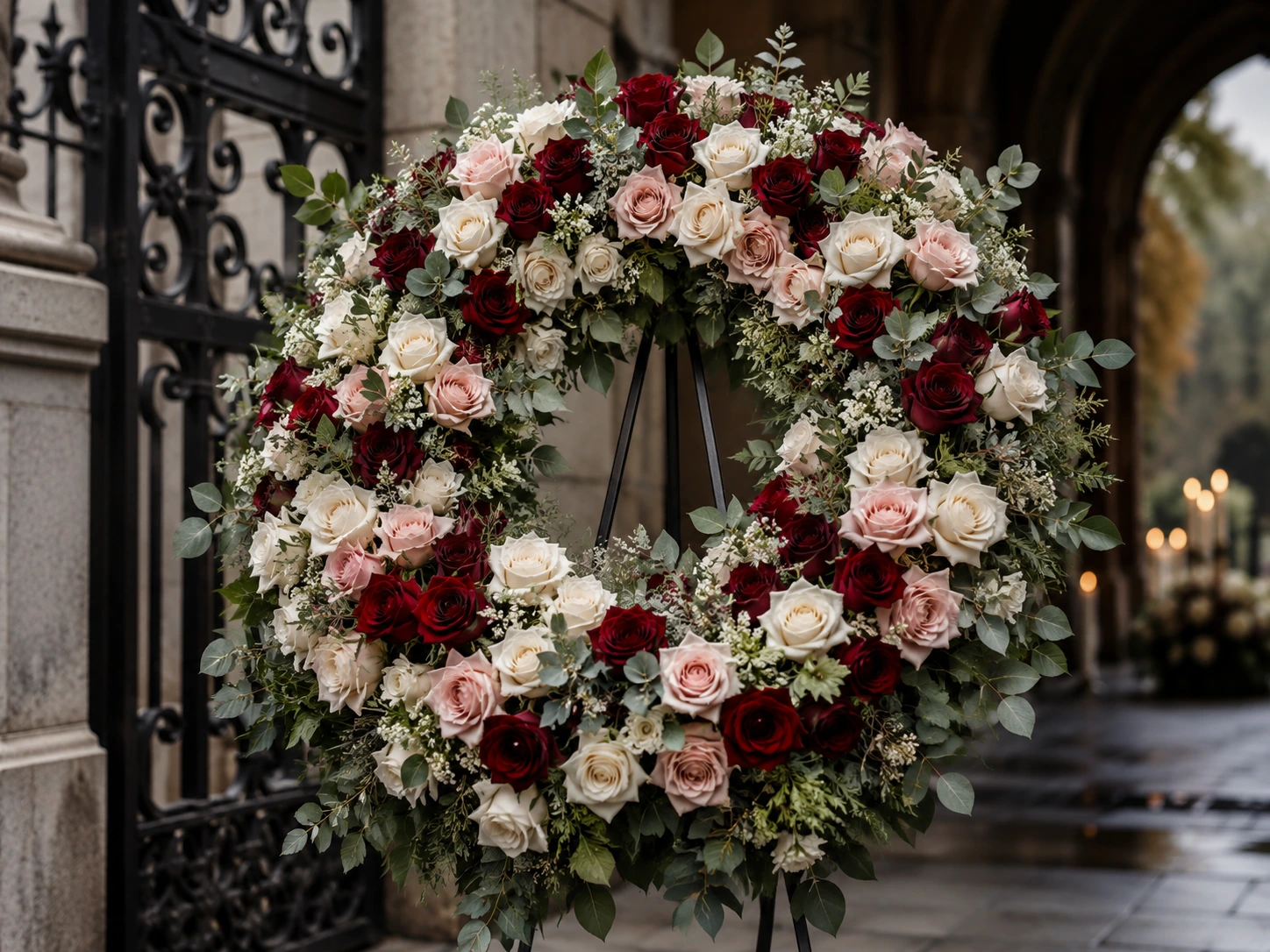 coroane funerare cu trandafiri elegante
