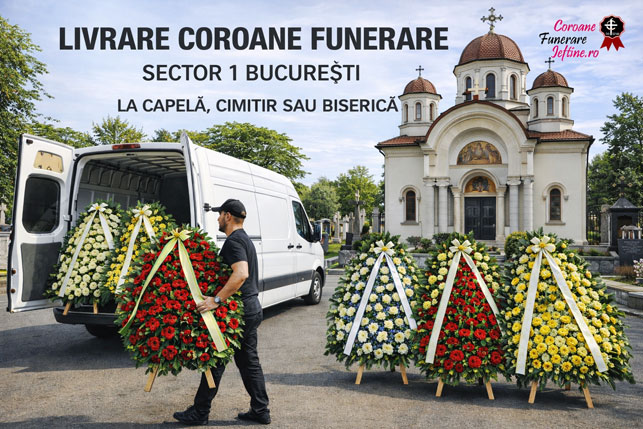 livrare coroane funerare Sector 1 la capela sau cimitir