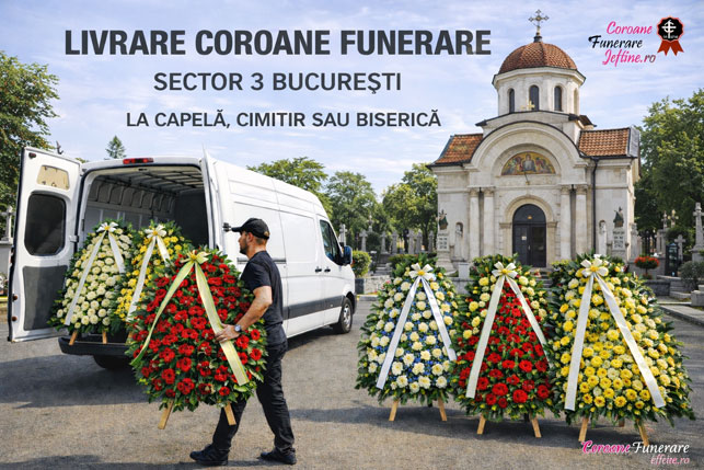 livrare coroane funerare Sector 3 la capela sau cimitir
