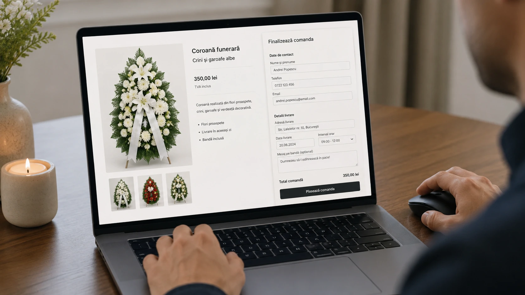 poți comanda coroane funerare online?
