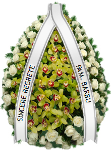 coroana trandafiri albi orhidee verde