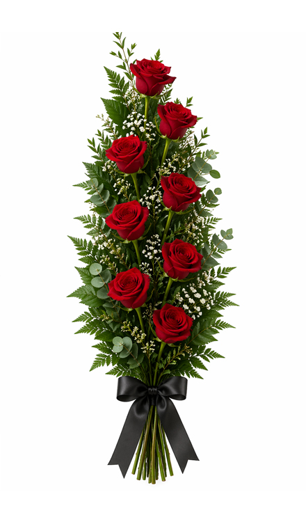 Buchet funerar din trandafiri rosii