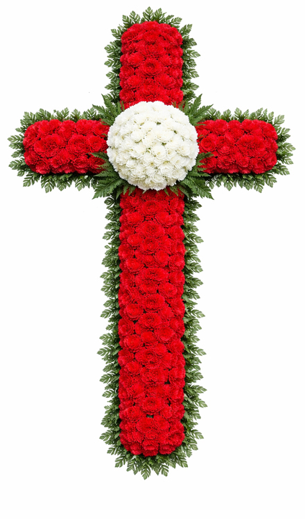 Aranjament funerar A7 cruce din garoafe