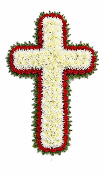 Cruce funerara din crizanteme si garoafe