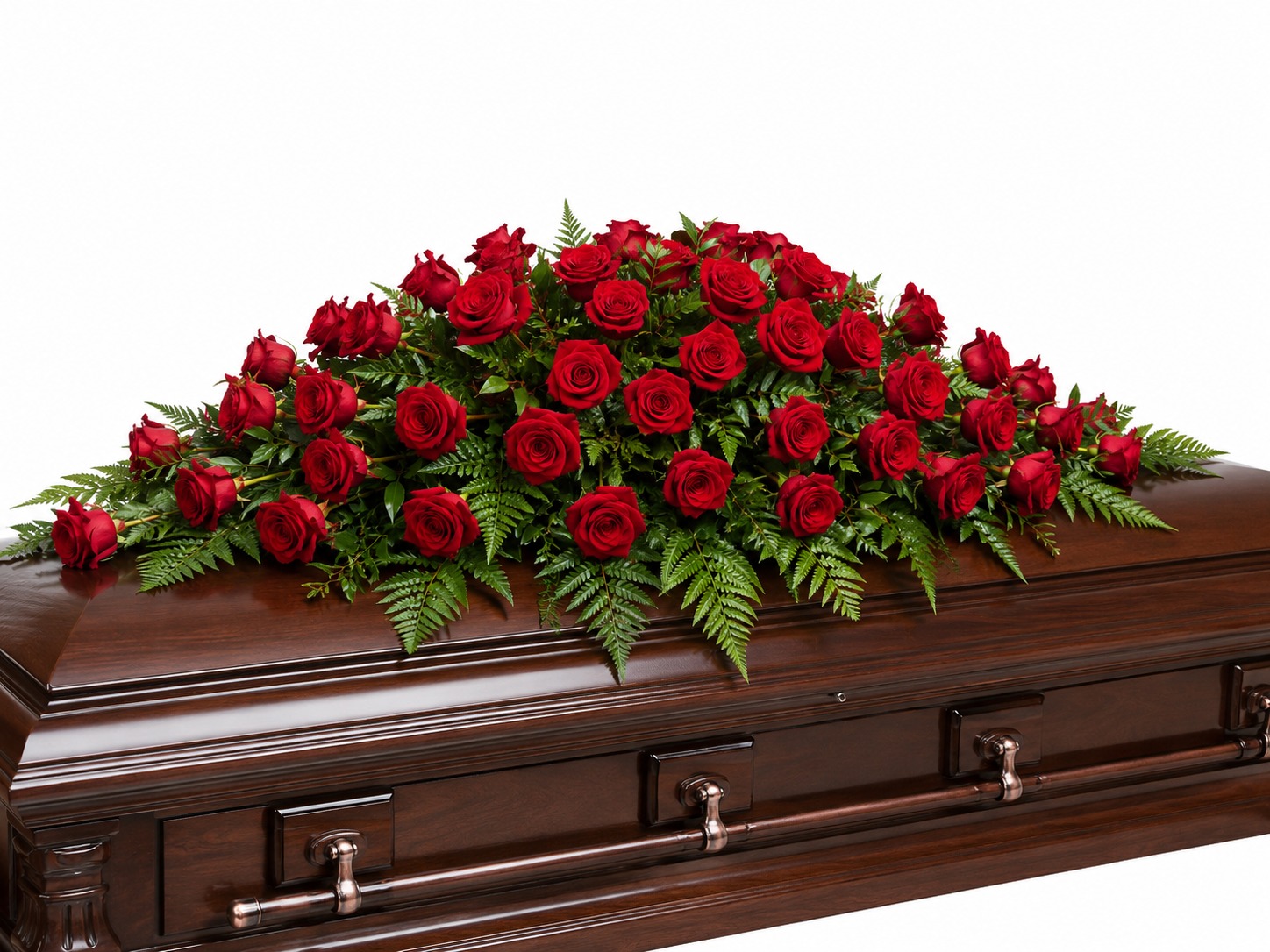 Aranjament funerar pentru sicriu din trandafiri roșii
