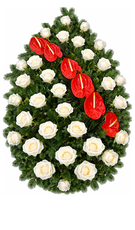 Coroană din trandafiri și anthurium