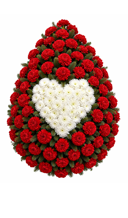 Coroană funerară i26 mare din garoafe și crizanteme