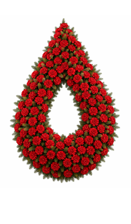 Coroană funerară i37 din garoafe roșii