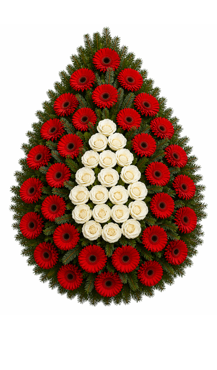 Coroană funerară i44 din gerbere și trandafiri