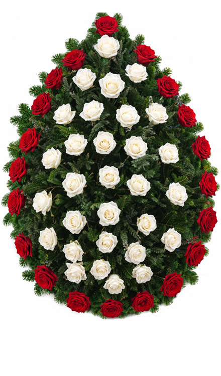 Coroană funerară i54 din trandafiri