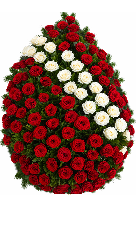 Coroană funerară i72 din trandafiri cu model diagonală