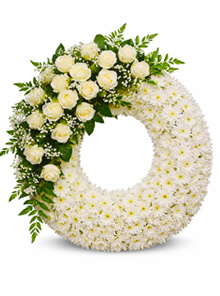 Coroana din crizanteme si trandafiri