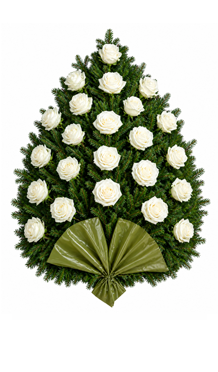 Jerbă funerară j2 din trandafiri albi
